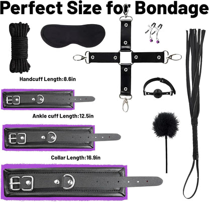 Kamawheels couples intimacy set – 11-piece romantic game & beginner bondage kit